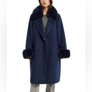 Badgley Mischka Deep Blue Pea Coat size L
